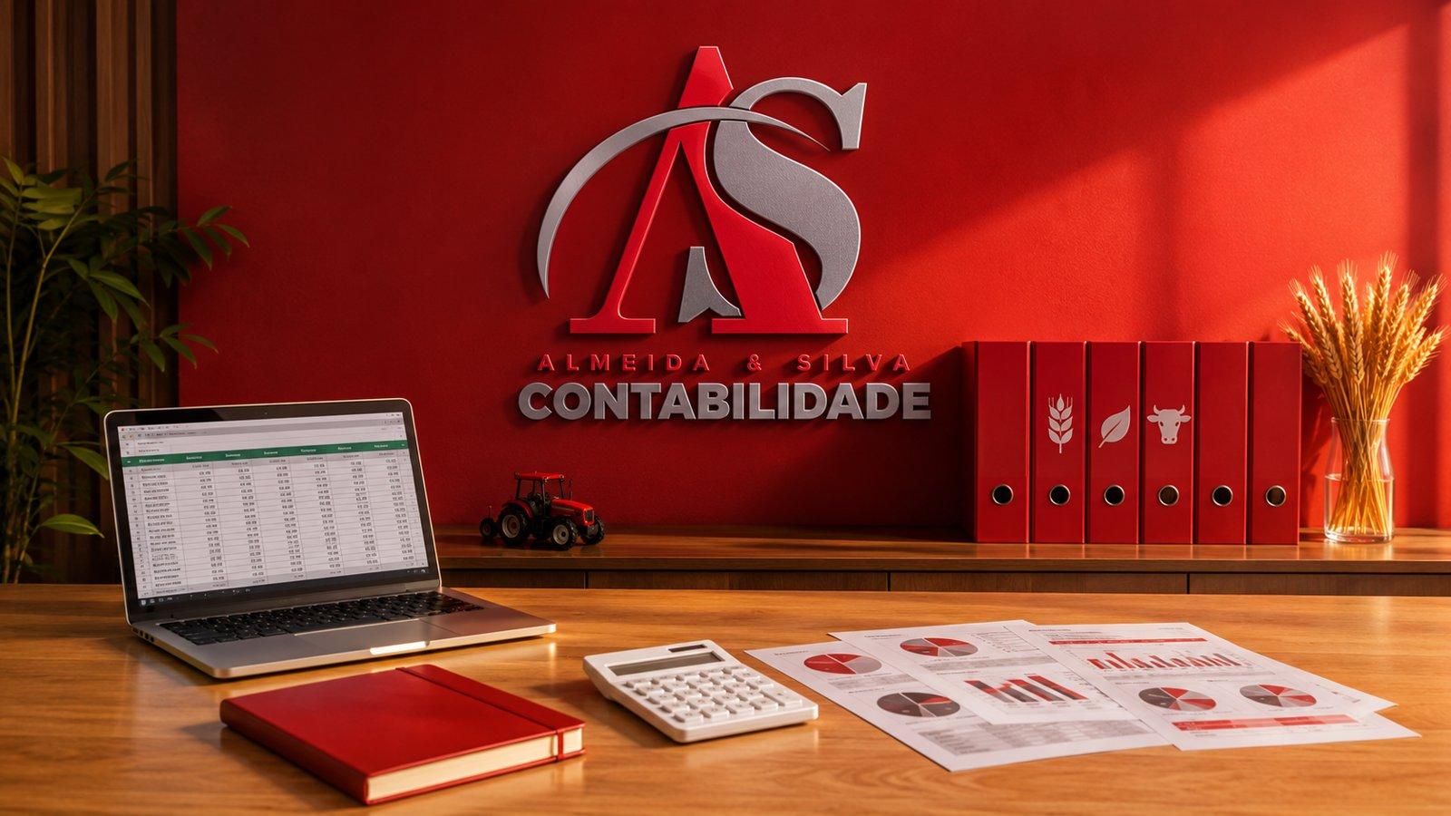 Mesa de escritório com logotipo AS Soluções Contábeis
